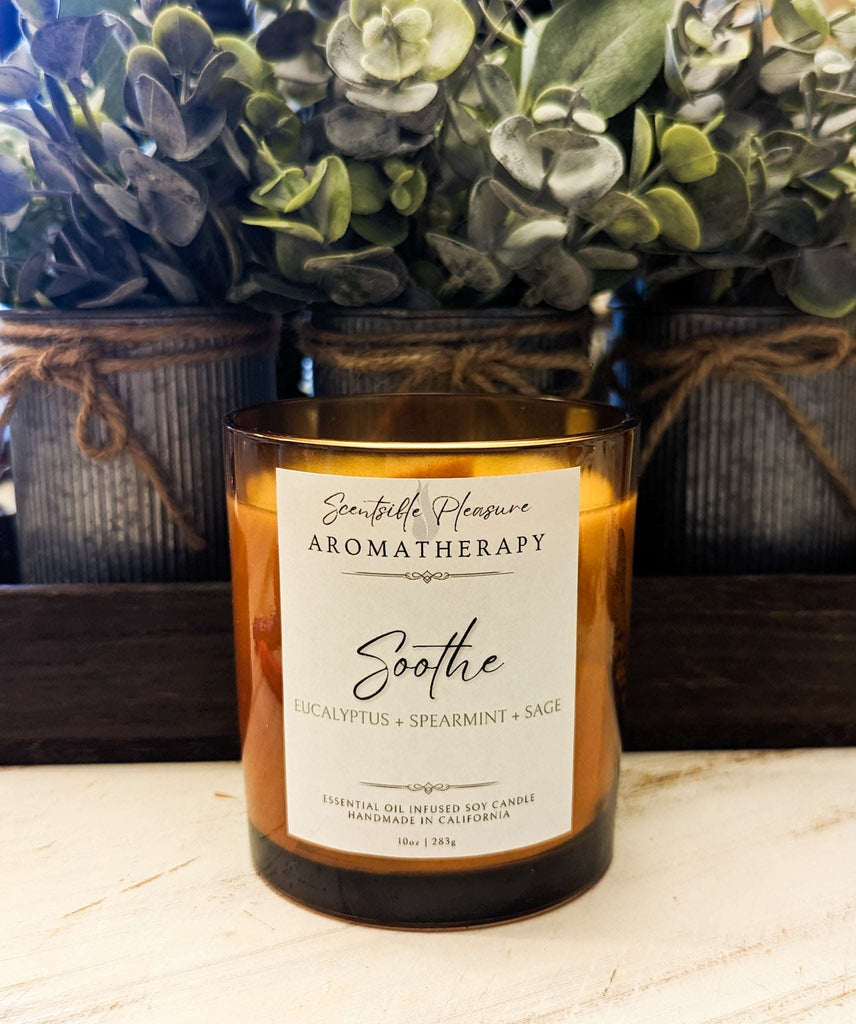 Soothe Aromatherapy Candle - Eucalyptus, Spearmint, & Clary Sage